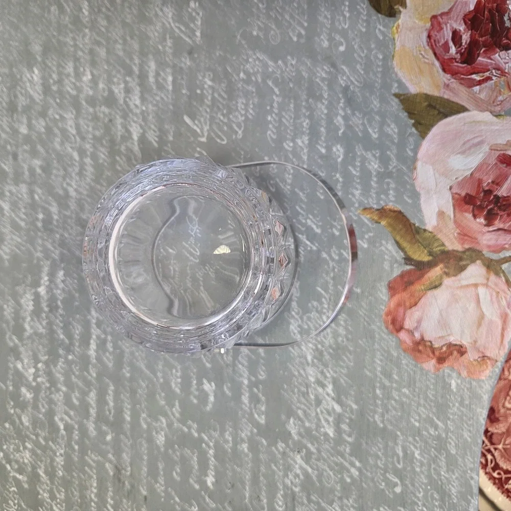 Vintage French Crystal D'Arques Glass Ice Bucket Clear Chrome Handle 5
